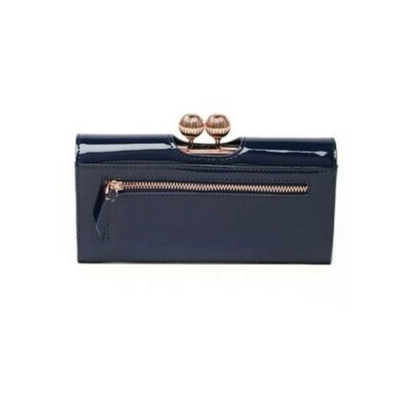 NIB- Ted Baker - FELICEE - Bobble Matinee Wallet - Navy Patent Leather - Picture 4 of 7